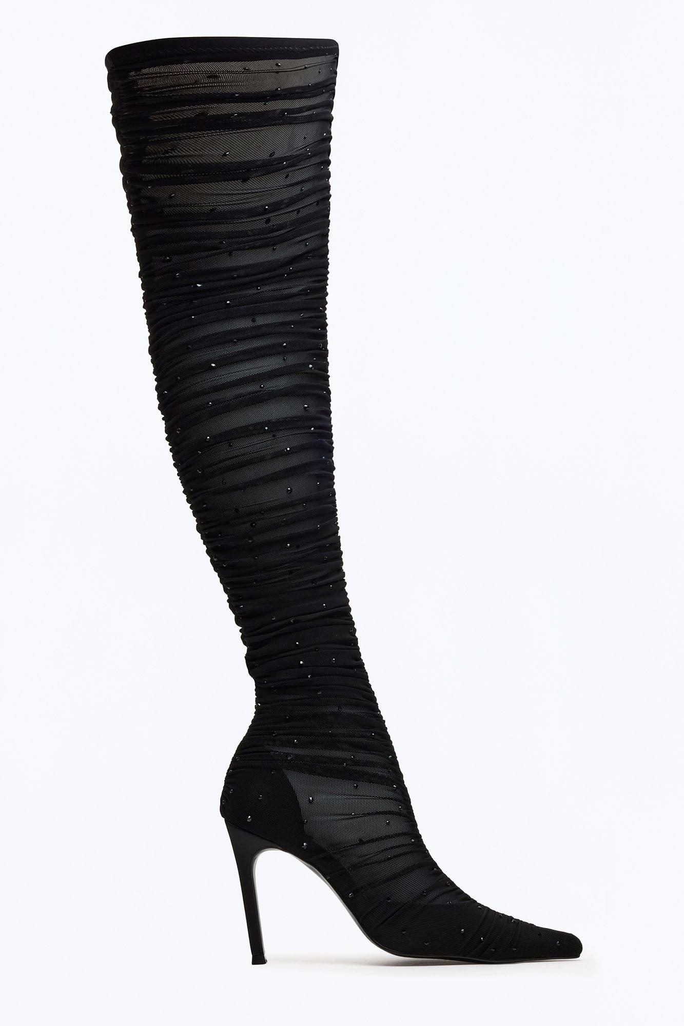 Steve Madden Rashida Mesh Boots - Black Female Product Image