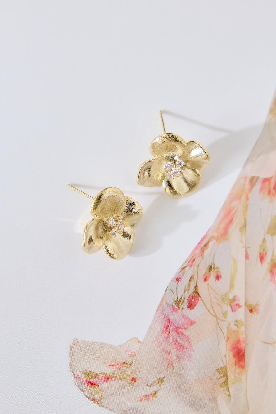 18k Gold Plated Talia Flower Earrings Gold Product Image