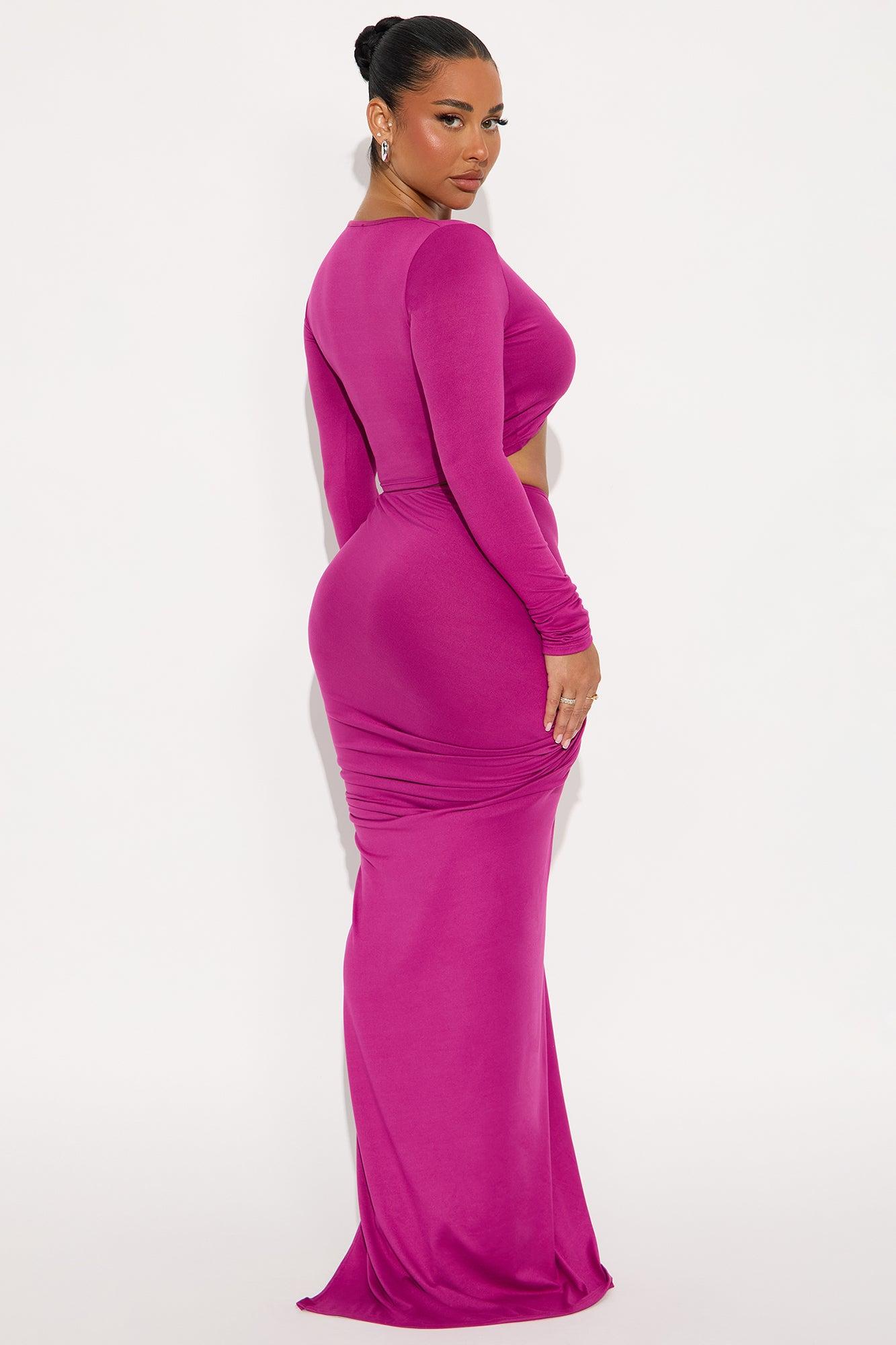 The Right Choice Draped Maxi Skirt Set - Magenta Female Product Image