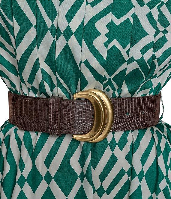 Donna Karan Twill Collared V-Neck Short Sleeve Belted A-Line Midi Dress Product Image