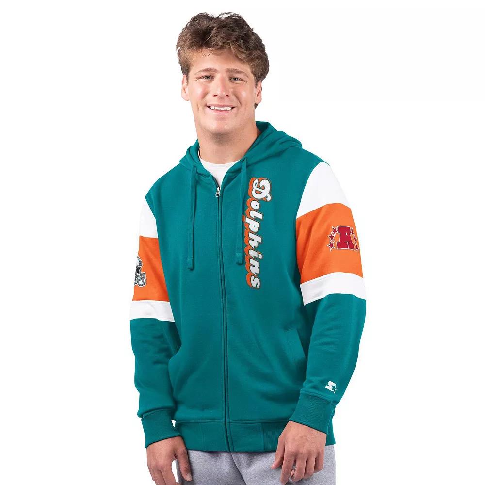 Men's Starter Aqua Miami Dolphins Extreme Vintage Logo Full-Zip Hoodie,  Product Image