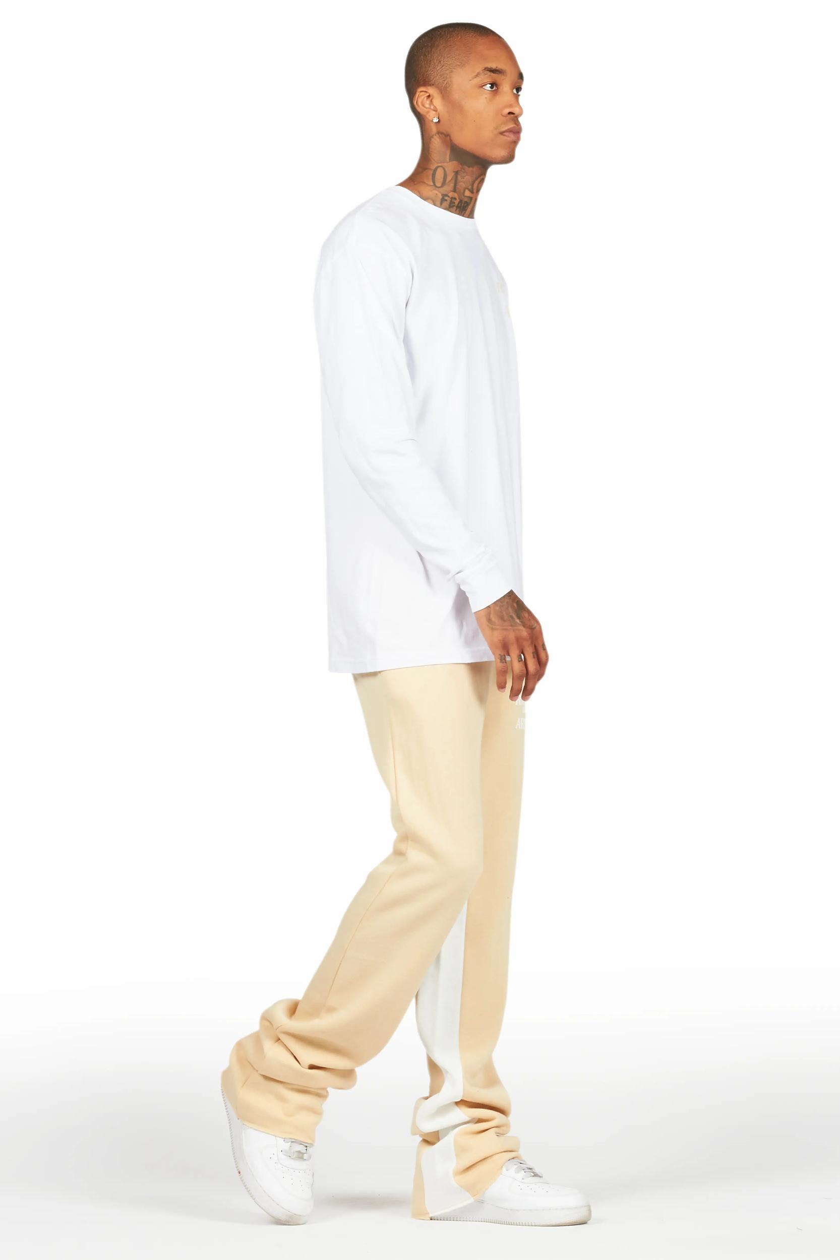 Briggs White/Beige Long Sleeve T-Shirt/Baggy Pant Set Male Product Image