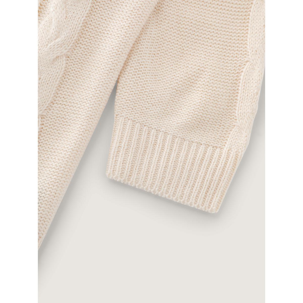 Plus Size Textured Contrast Drop Shoulder Pullover Apricot Women Leisure Loose Long Sleeve Round Neck Casual Pullovers BloomChic 28/5X Product Image