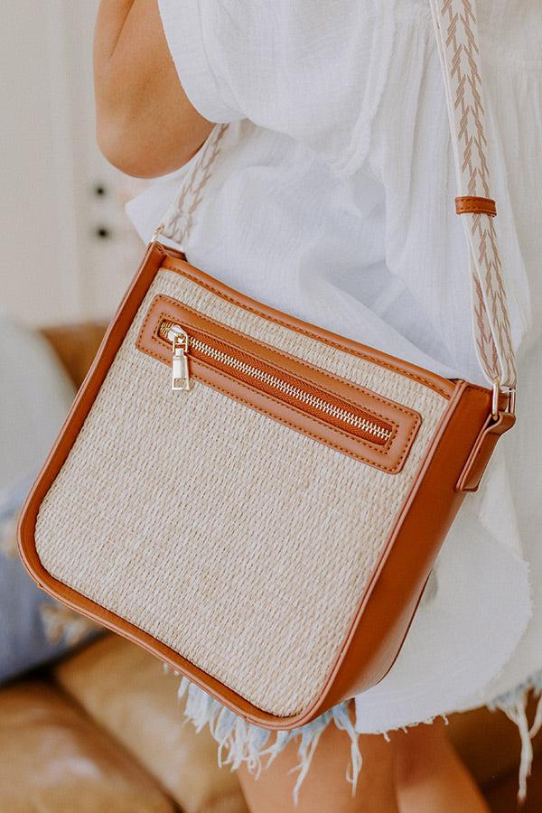 Coastal Cruise Raffia Woven Crossbody in Brown Product Image