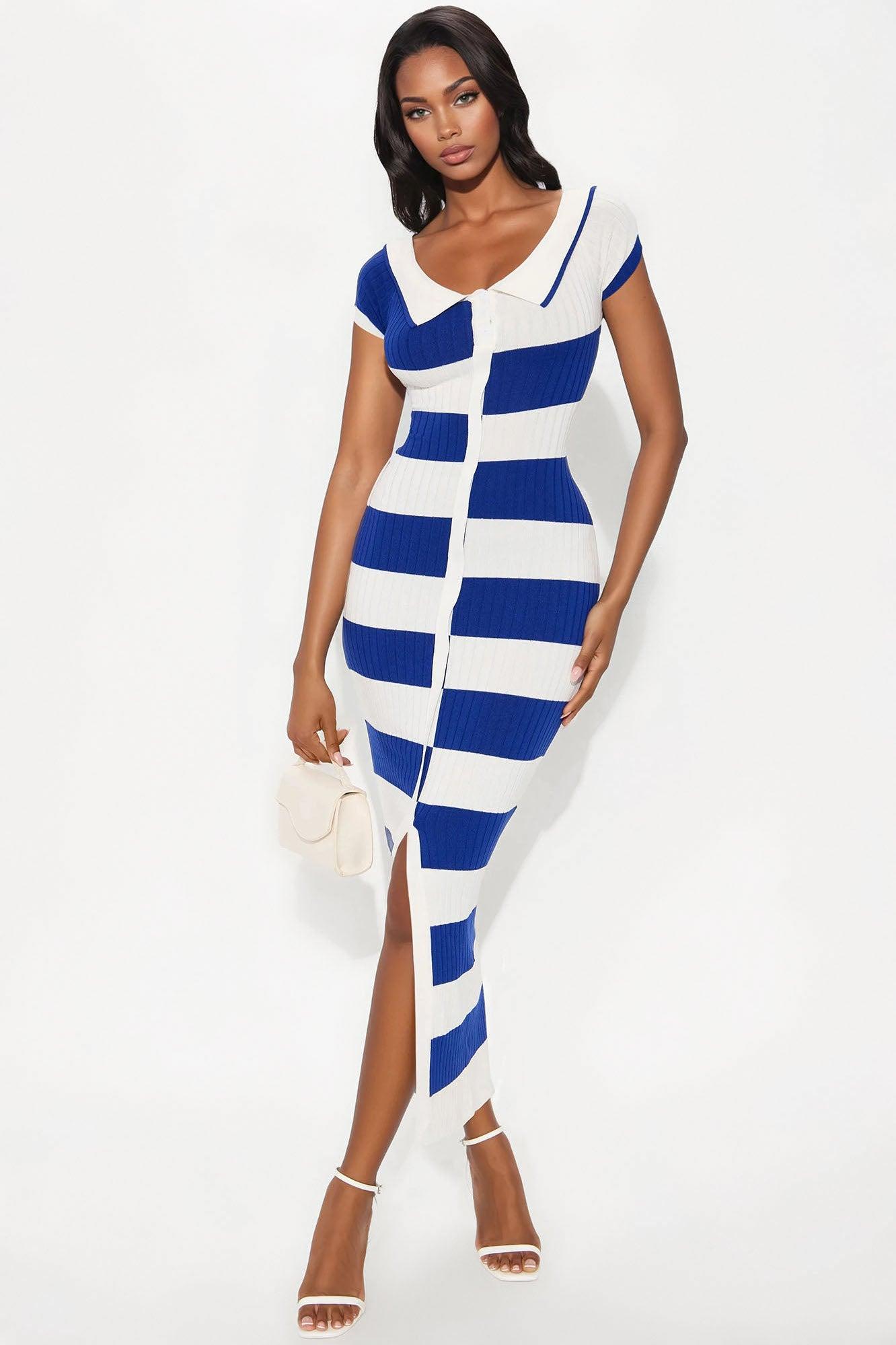 Dayna Sweater Maxi Dress - Royal/combo Female Product Image