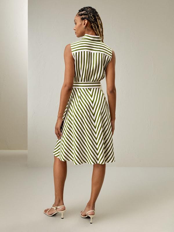 Silk Striped Sleeveless Dress Product Image