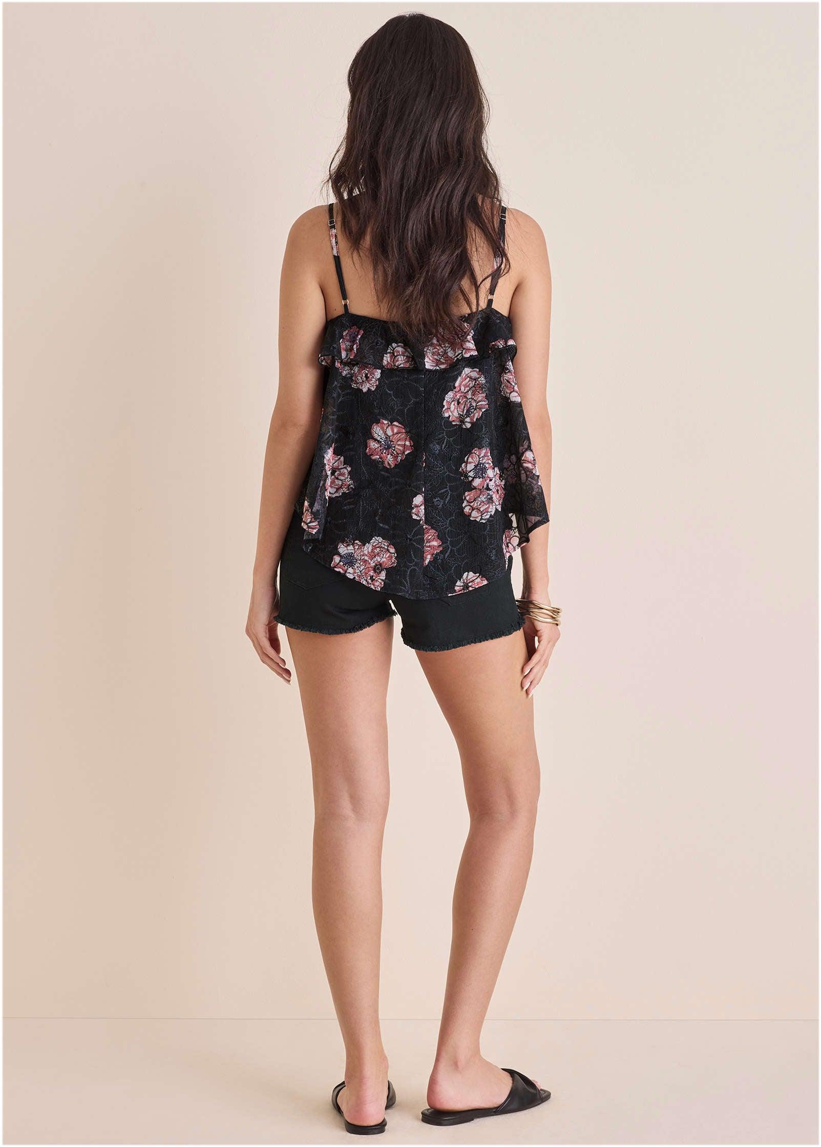 Floral Embroidered Tank - Blue & Pink Product Image