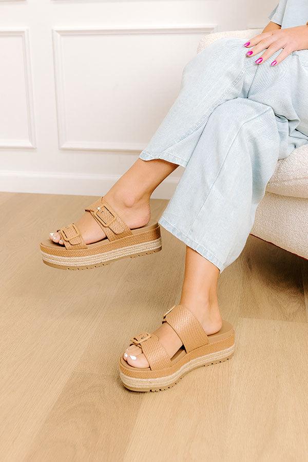 The Ariana Raffia Woven Sandal in Tan Product Image
