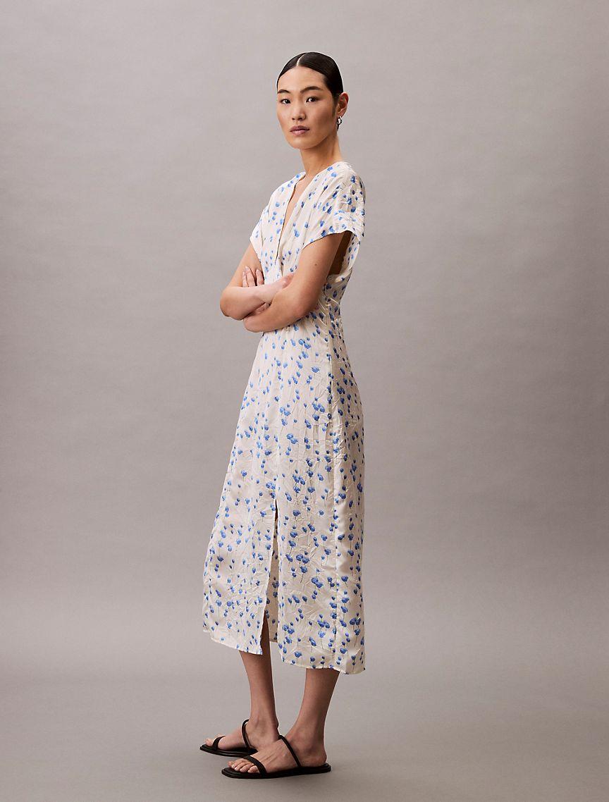 Printed Satin Midi Dress  Product Image