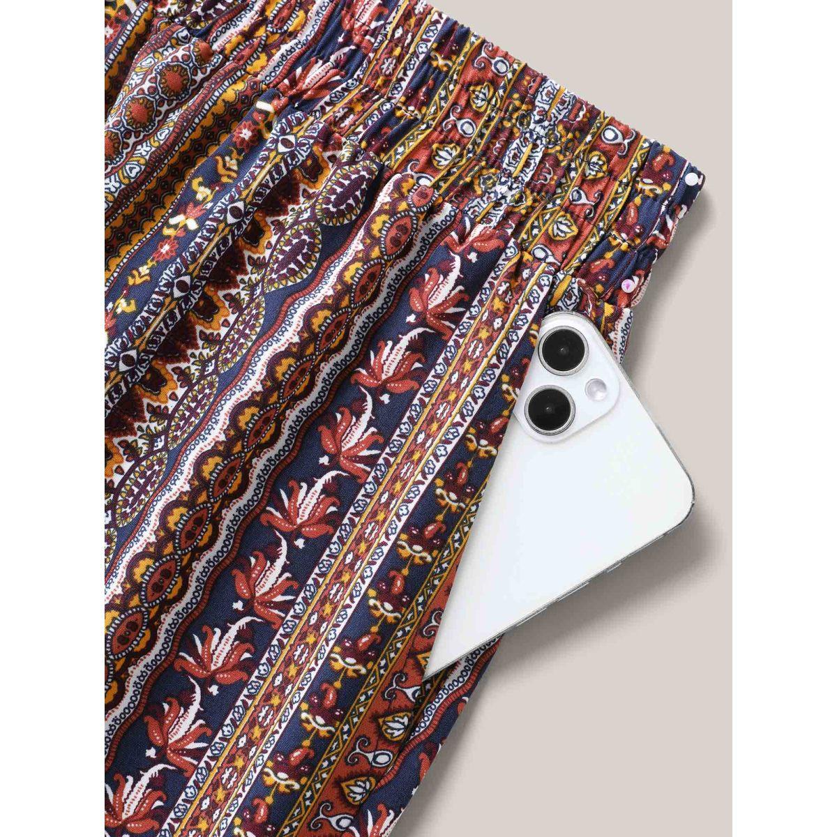 Plus Size Boho Striped Split Jogger Pants Women Multicolor Leisure Bodycon Mid Rise Casual Pants BloomChic 18-20/2X Product Image