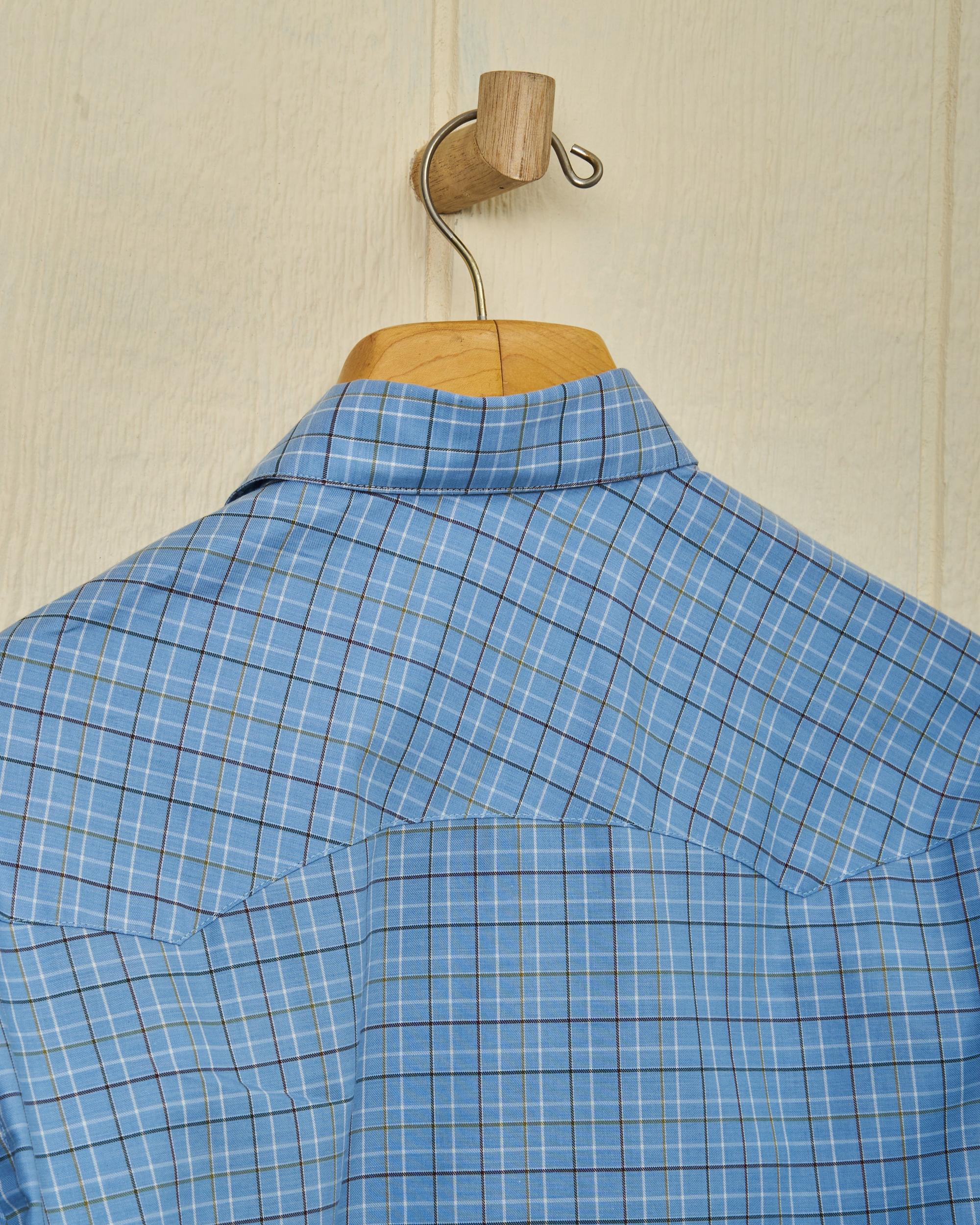 Western Sea-Washed Shirt in Blue Tattersall Product Image