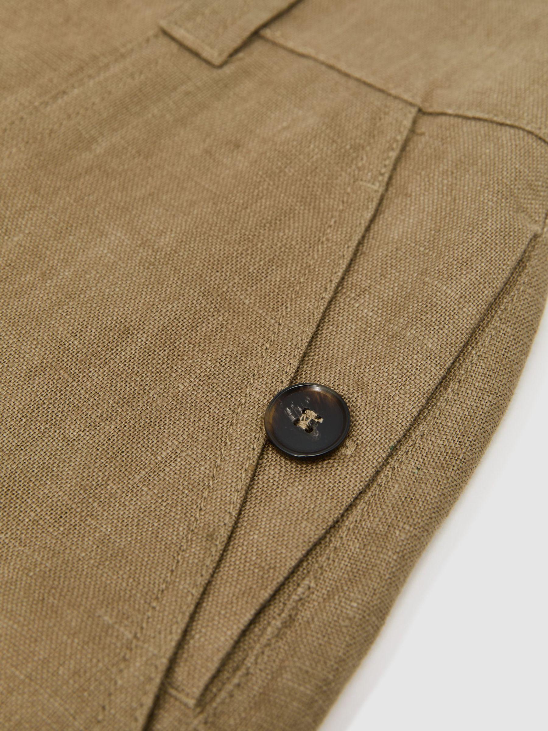 Twin-Pocket Button Flared Jeans in Light Brown Product Image
