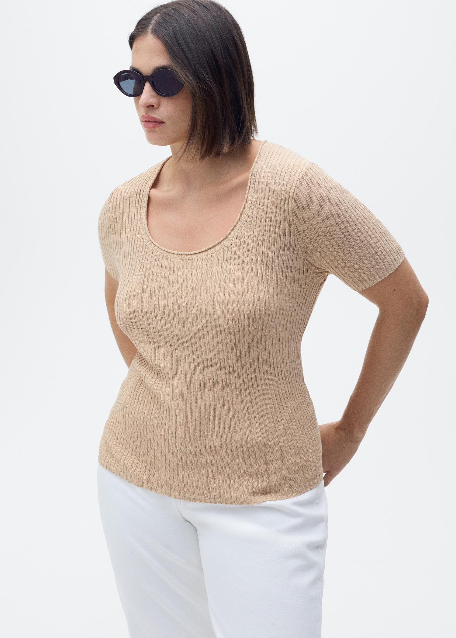 Linen-blend knitted sweater - Women | MANGO USA Product Image