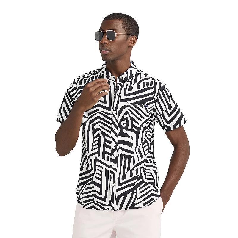 Men's Chubbies Short Sleeve Button Down Shirt, Size: XL, Black Product Image