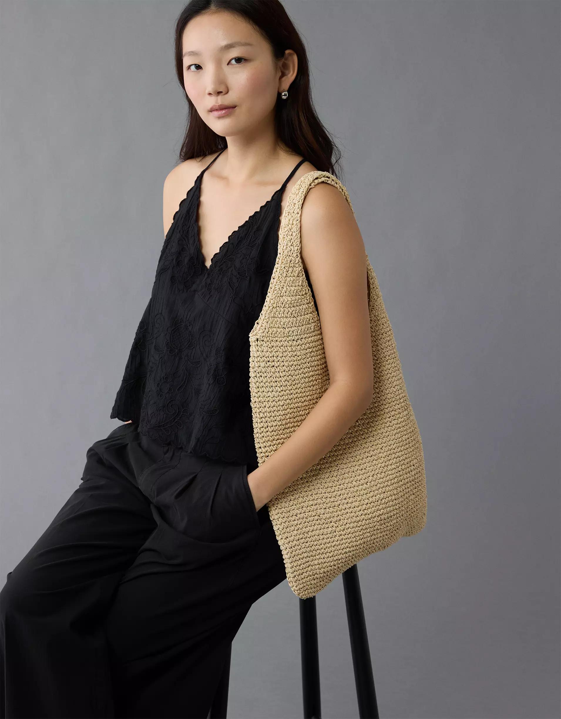 AE V-Neck Embroidered Halter Top Product Image