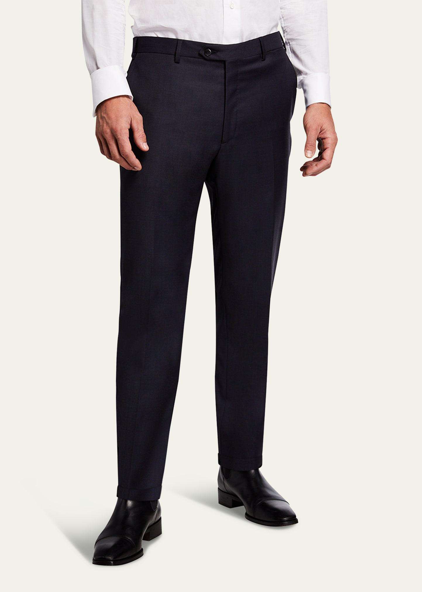 Mens Tigulli Solid Wool Trousers Product Image