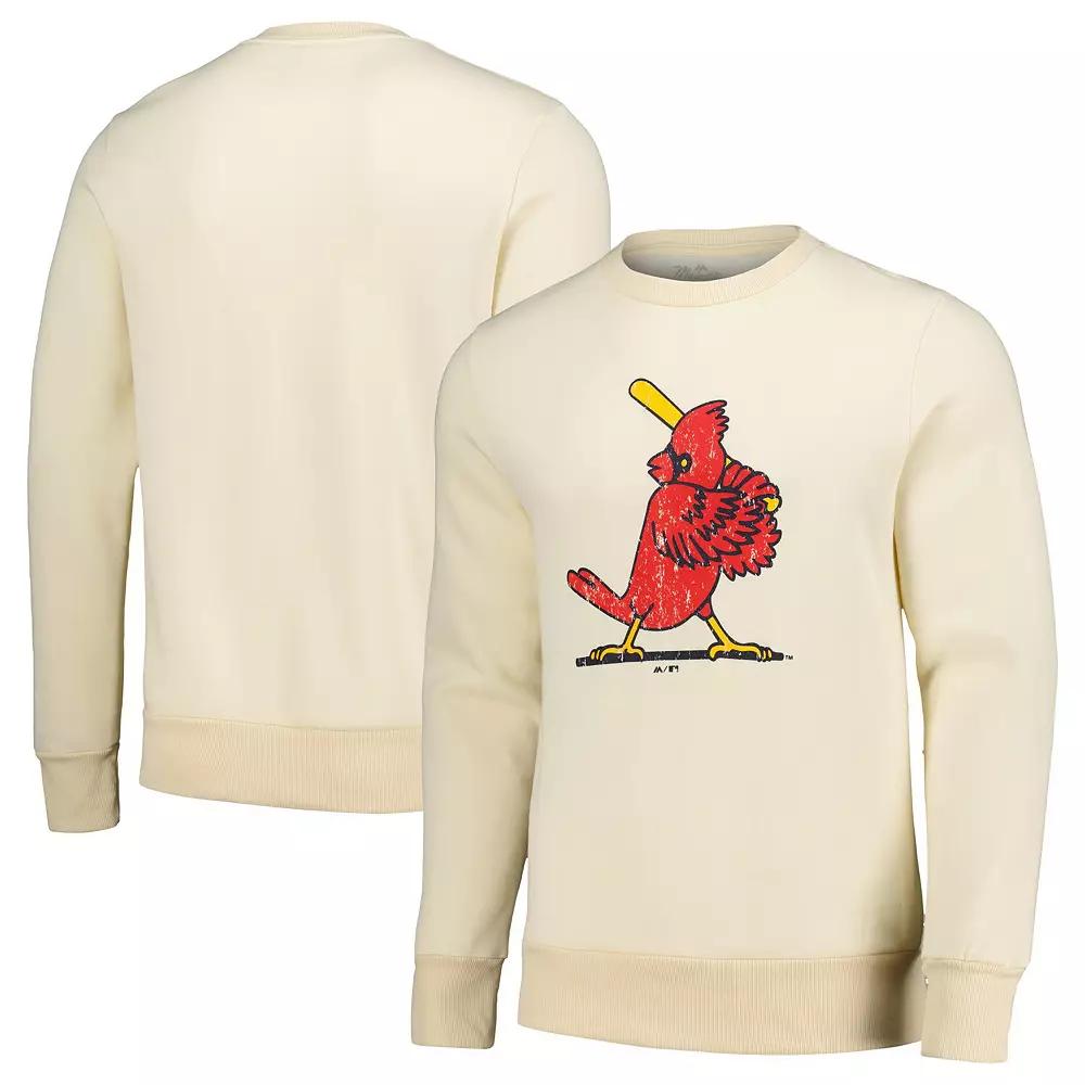 Men's Majestic Threads Oatmeal St. Louis Cardinals Fleece Pullover Sweatshirt, Size: 2XL, Team Product Image
