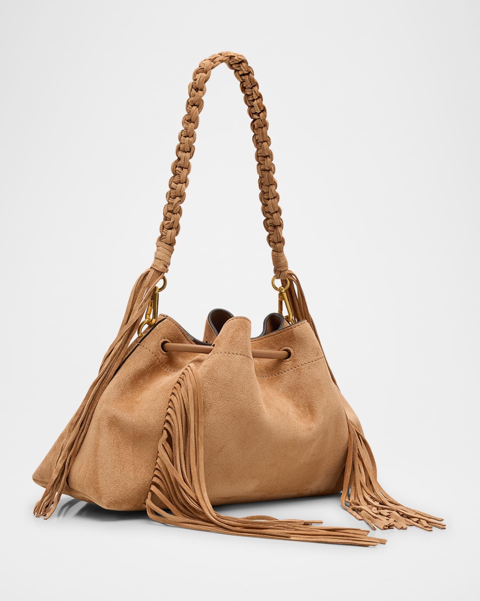 Bon Bon Cinch Fringed Suede Bucket Bag Product Image