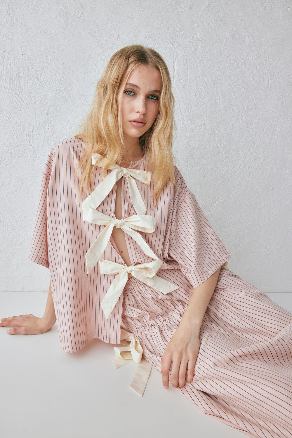 Naomi Smock Top Pink Stripe Product Image