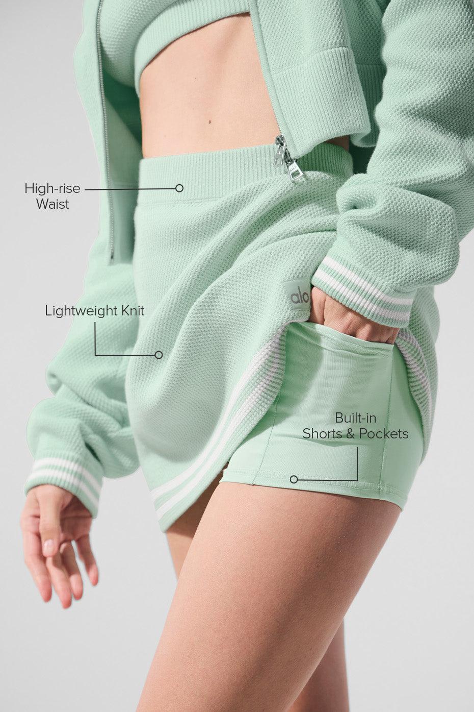 Tennis Club Sweater Knit Skirt - Spearmint/White Product Image