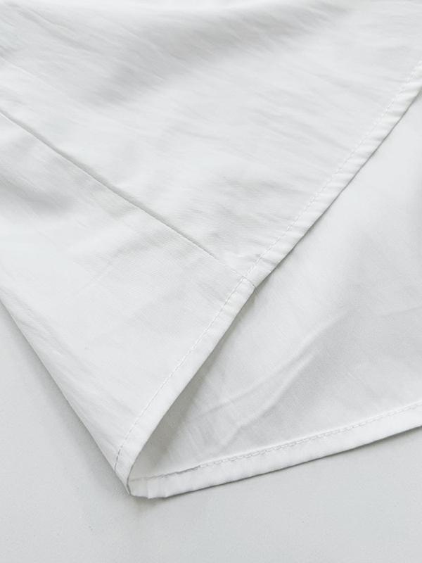 Flared Sleeves Loose Pleated Solid Color Split-Joint Round-Neck Maxi Dresses Product Image