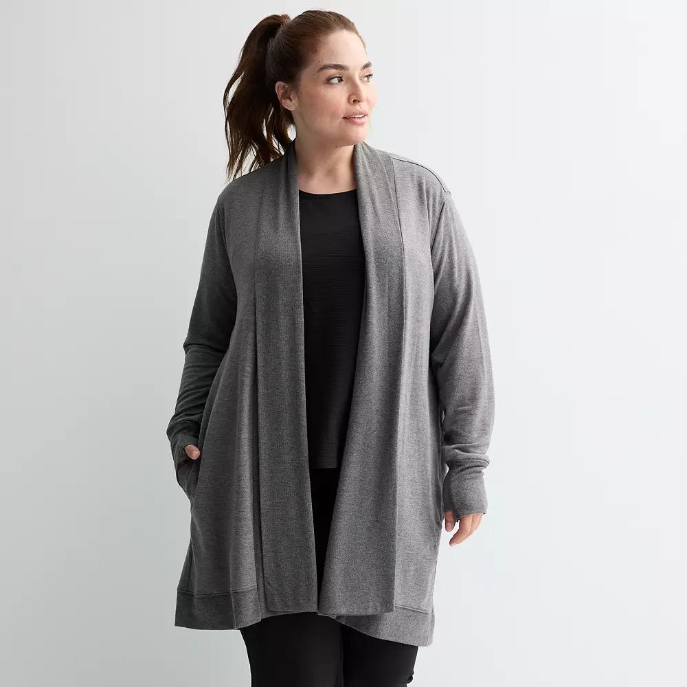 Plus Size Tek Gear® French Terry Long Wrap, Women's, Size: 4XL, Grey Gray Product Image