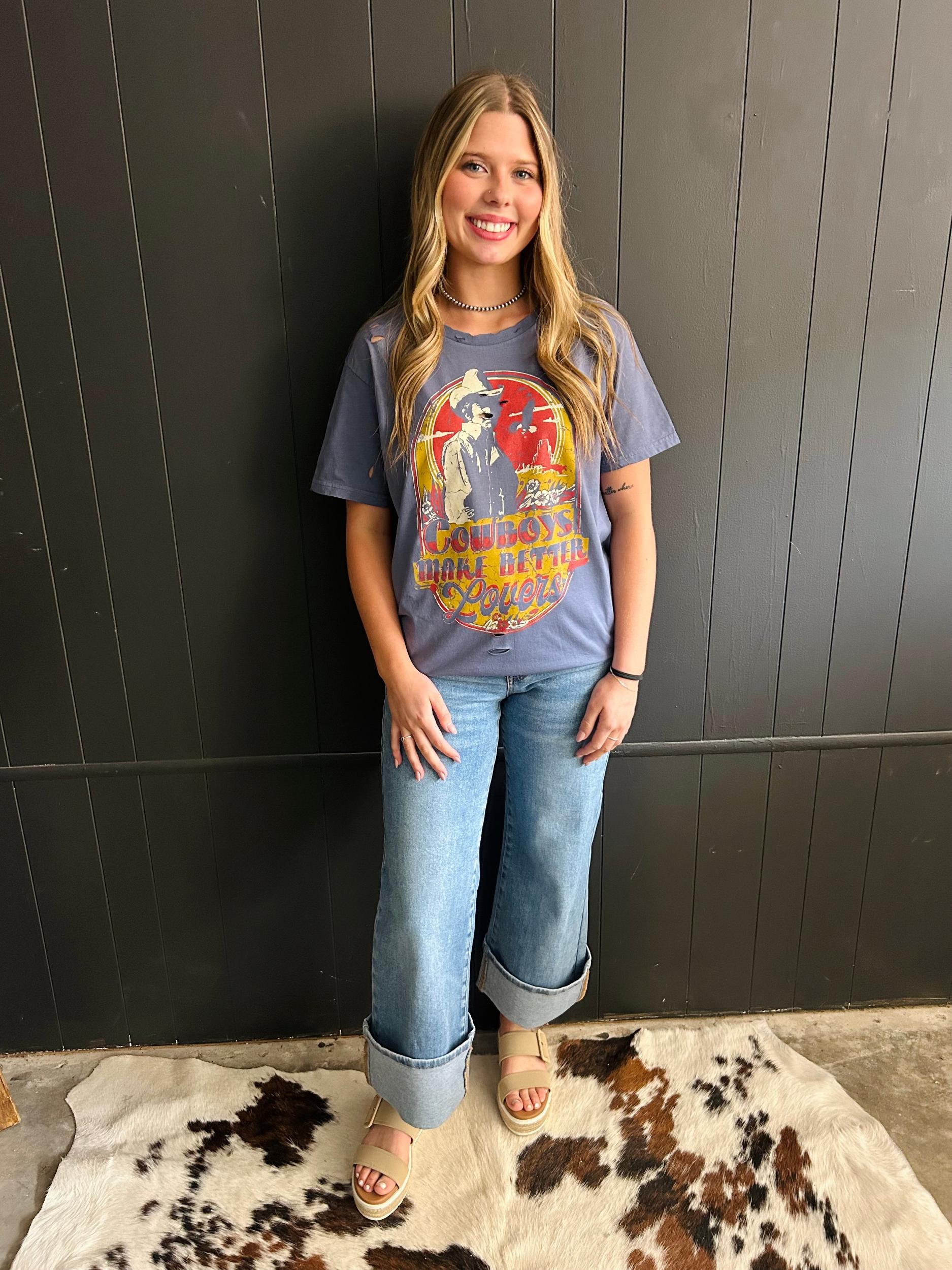 Cowboys Make Better Lovers Navy Holy Tee Product Image