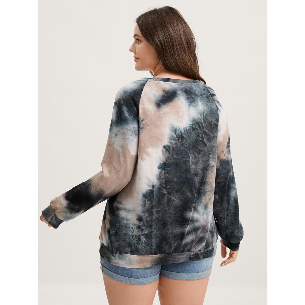 Plus Size Round Neck Tie-Dye Sweatshirt Women Multicolor Leisure Non Round Neck Casual Sweatshirts BloomChic 18-20/2X Product Image