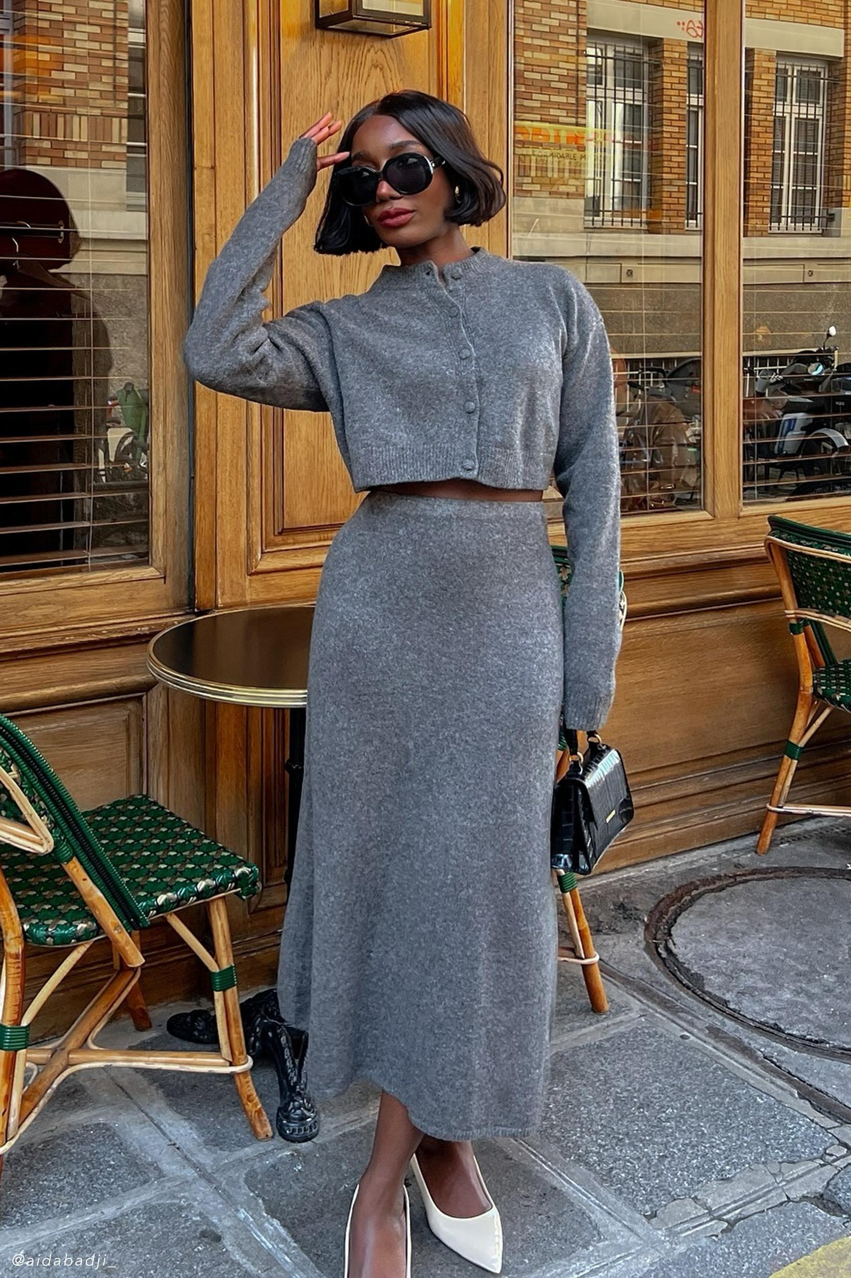 Vivica Knit Maxi Skirt - Charcoal Marle Product Image