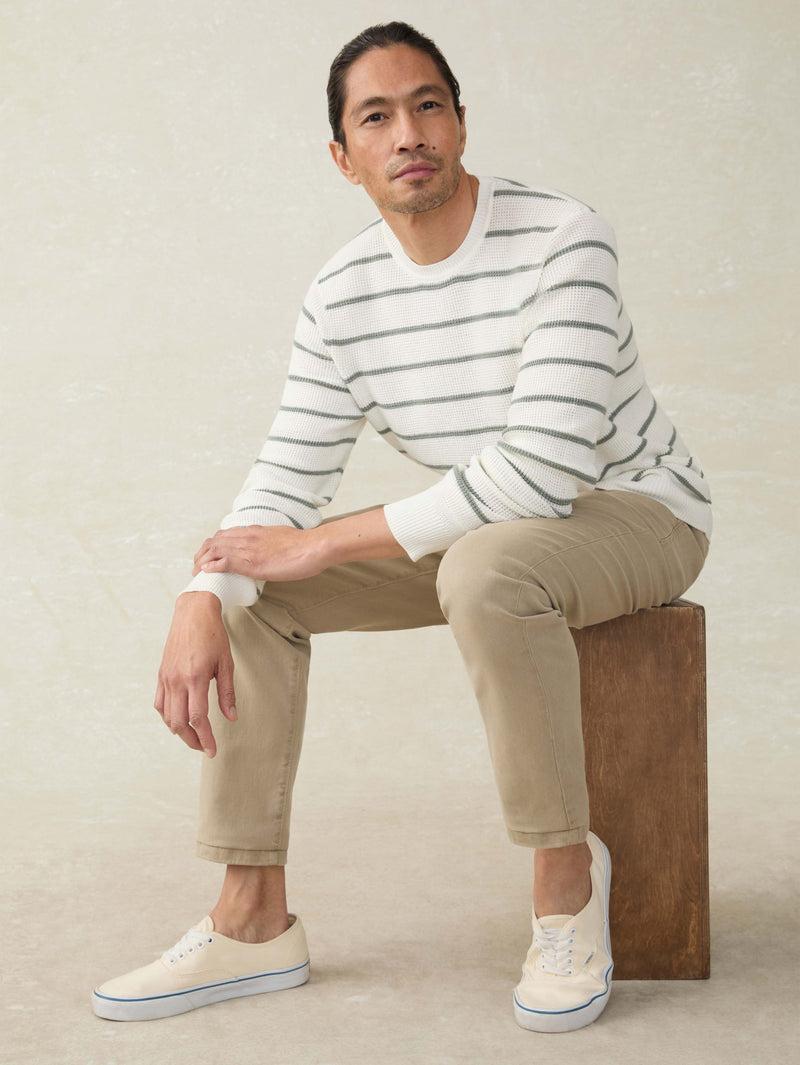 Sunwashed Crewneck Sweater - White Sage Stripe Product Image