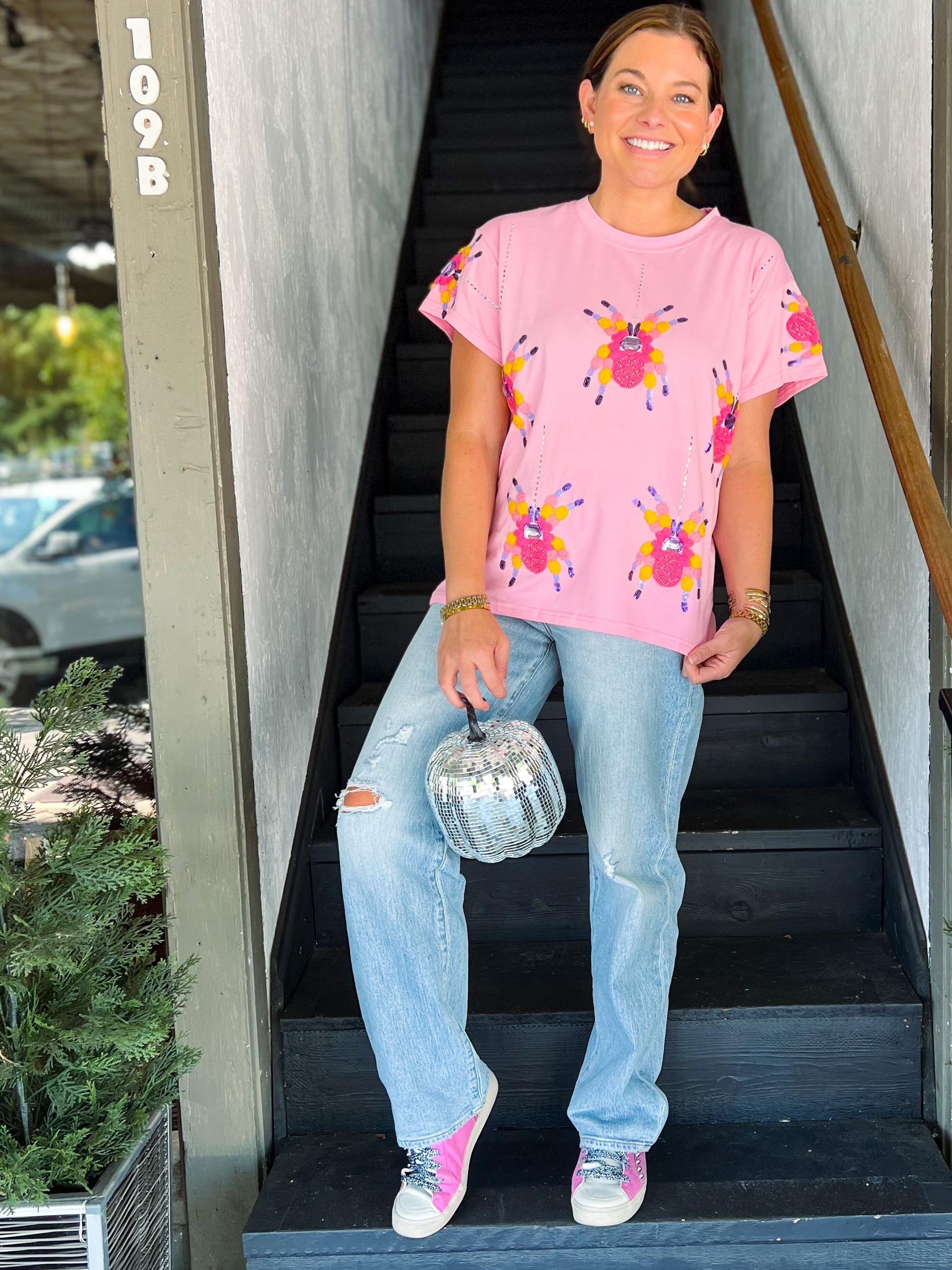 Pink Scattered Spider Tee Product Image