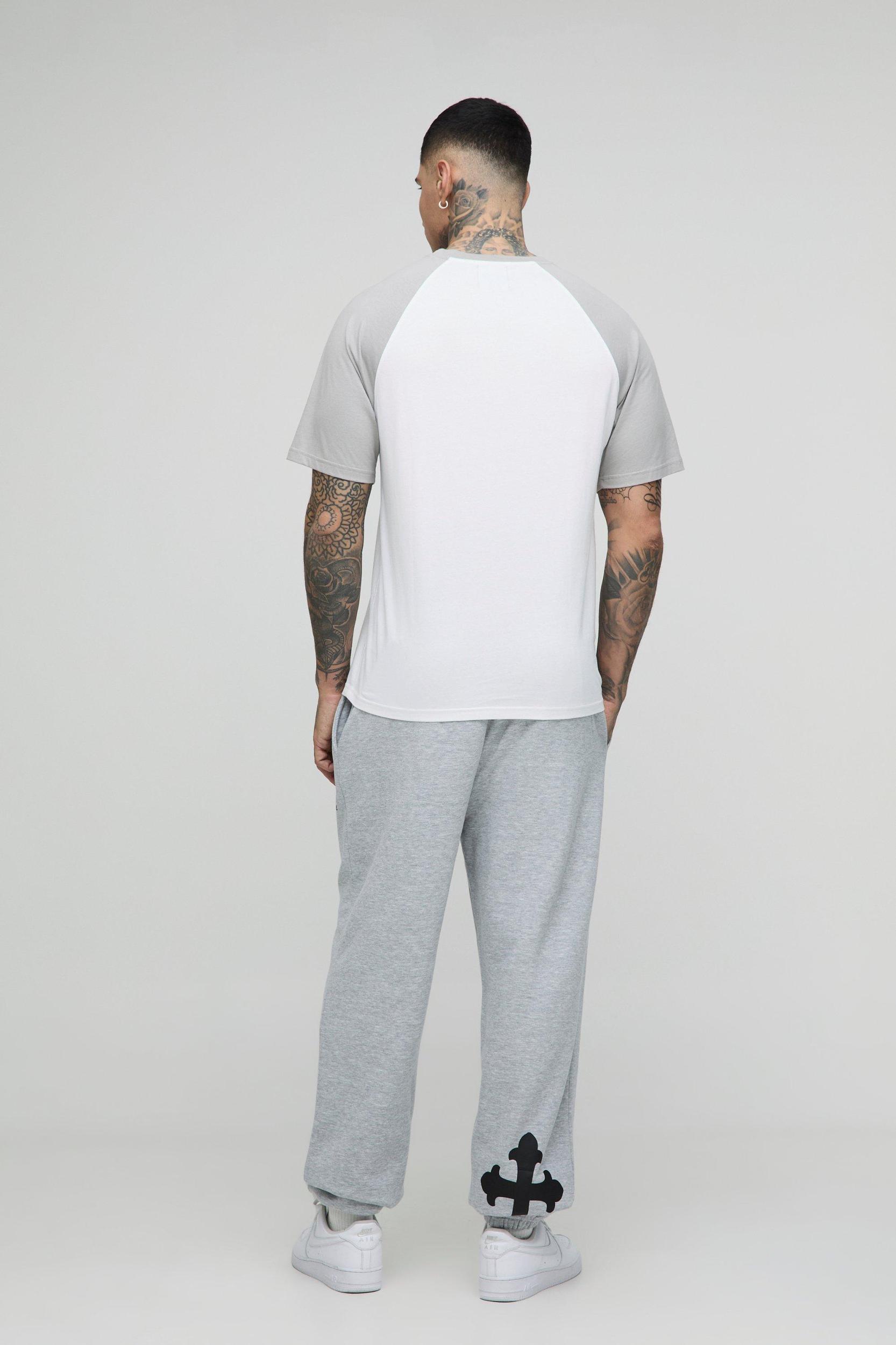 Tall Cross Print Oversized Jogger | boohooMAN USA Product Image
