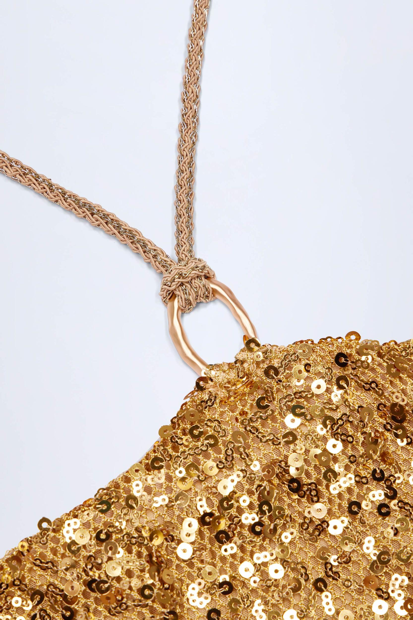 Embellished Hardware-Detail Strappy Maxi Skirt in Gold Product Image