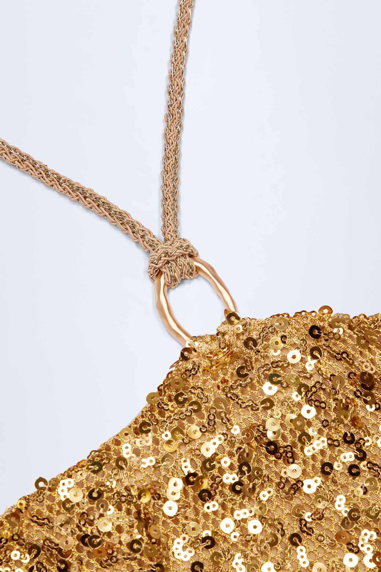 Embellished Hardware-Detail Strappy Maxi Skirt in Gold Product Image
