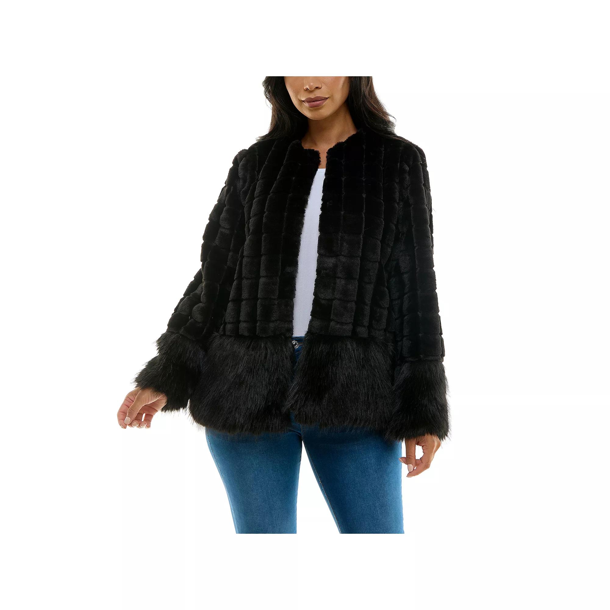 Women's Nina Leonard Mixed Stripe Faux Fur Bolero,  Product Image