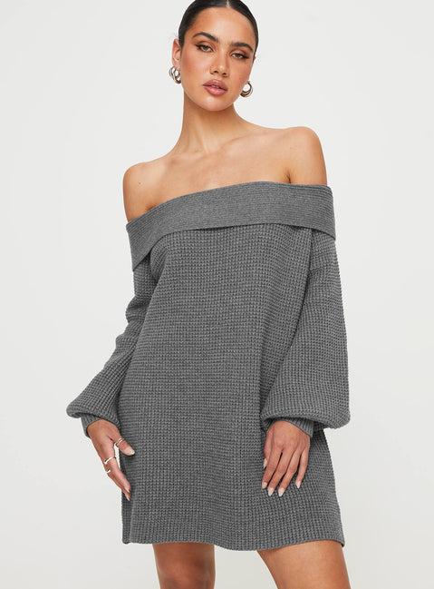Deya Off The Shoulder Mini Dress Grey Product Image