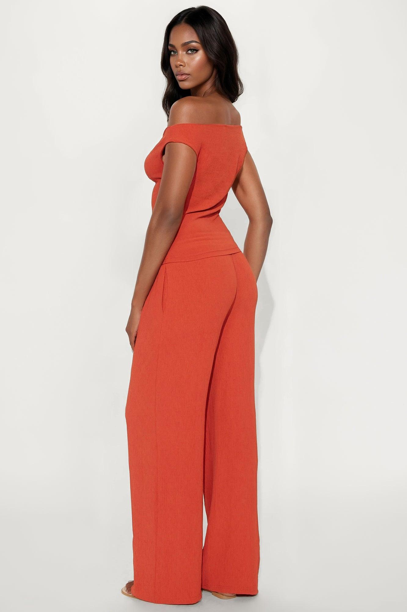 Ana Off Shoulder Pant Set - Rust Female Product Image