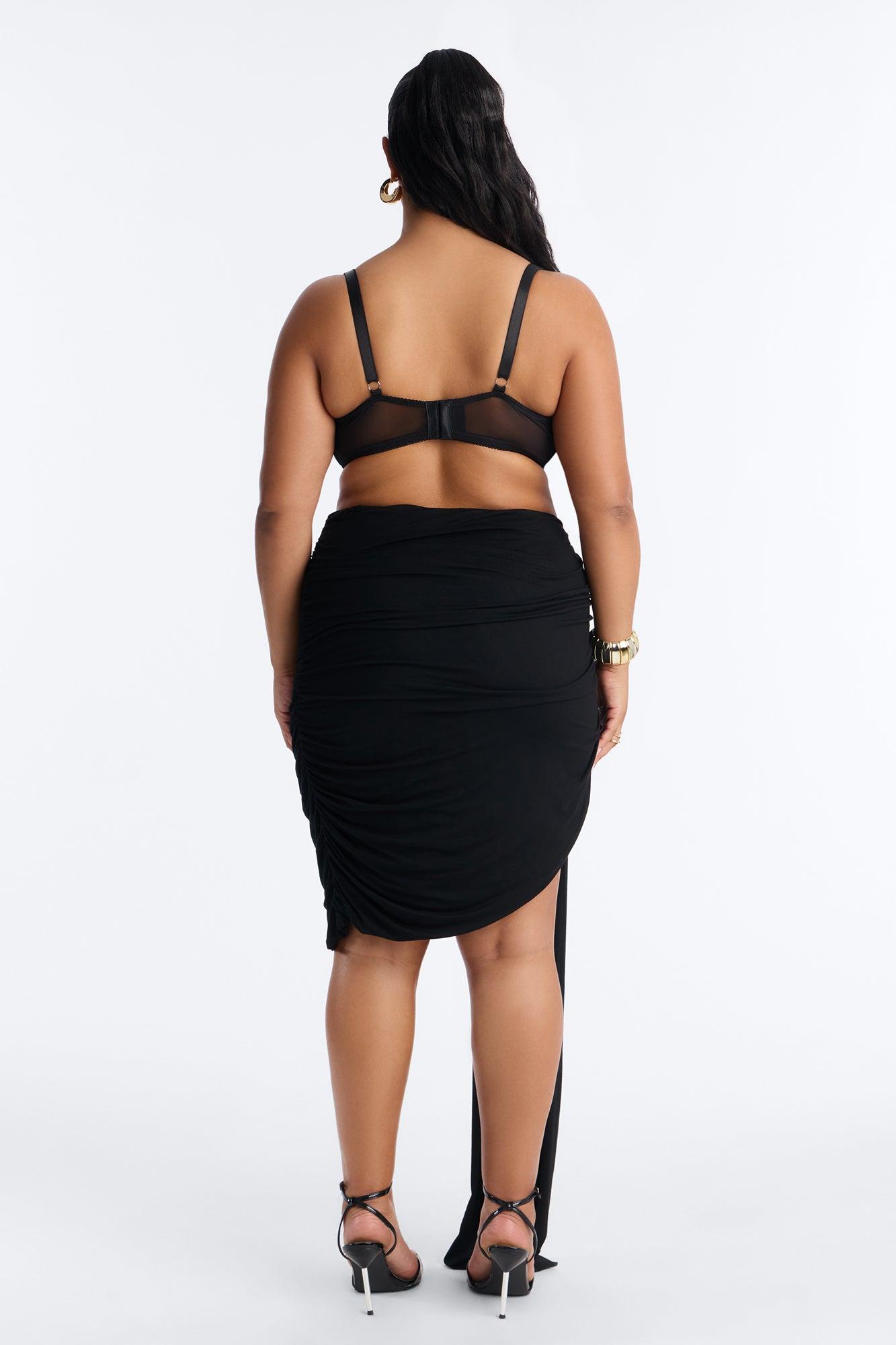Effortless Edge Draped Midi Skirt - Black Female Product Image