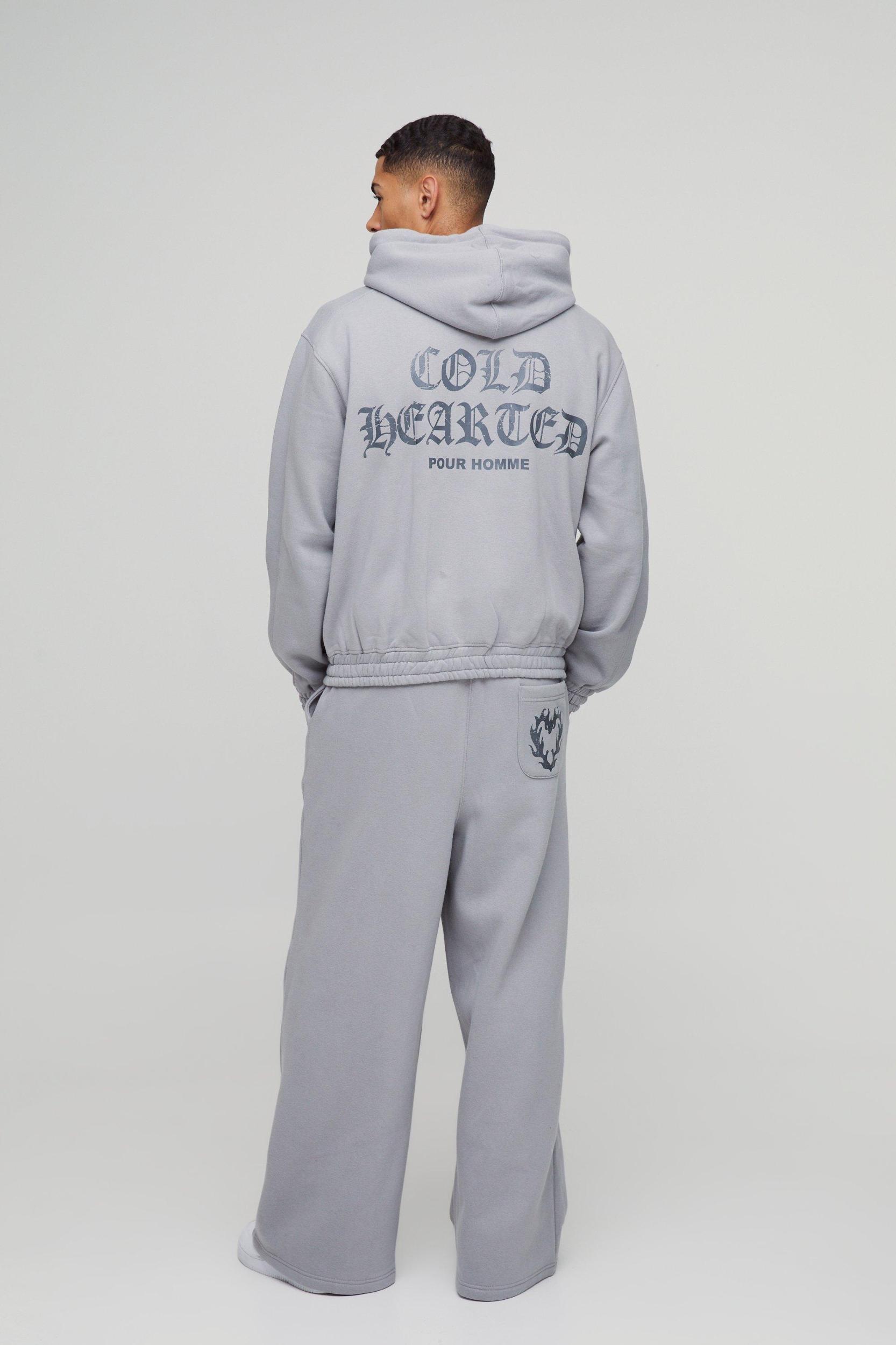 Extreme Wide Leg Heart Printed Double Waistband Sweatpants | boohooMAN USA Product Image