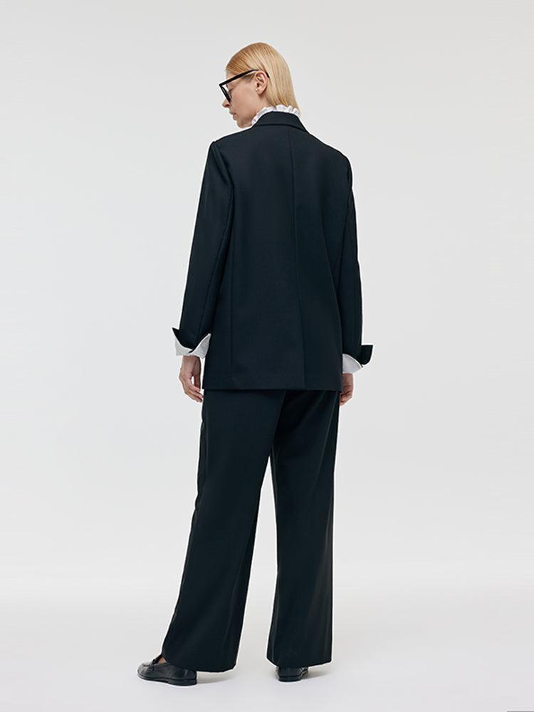 Worsted Wool Double-Breasted Women Blazer Product Image