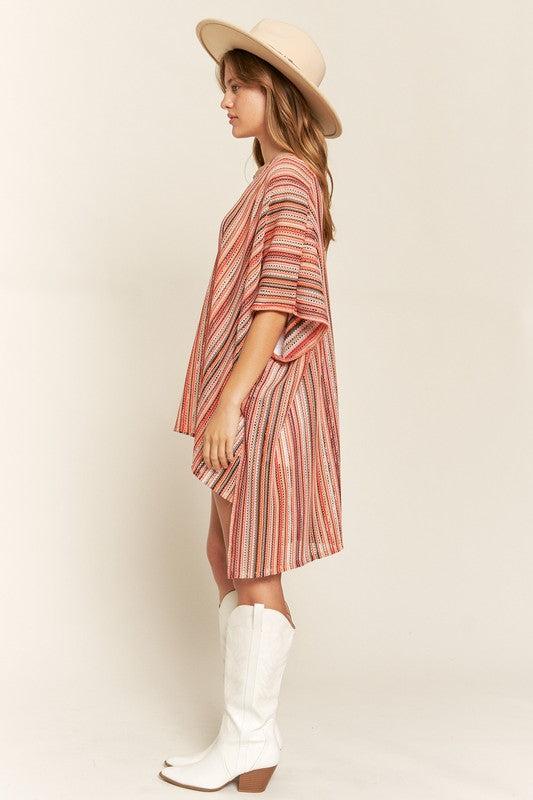 COLORFUL VERTICAL STRIPE PONCHO Product Image