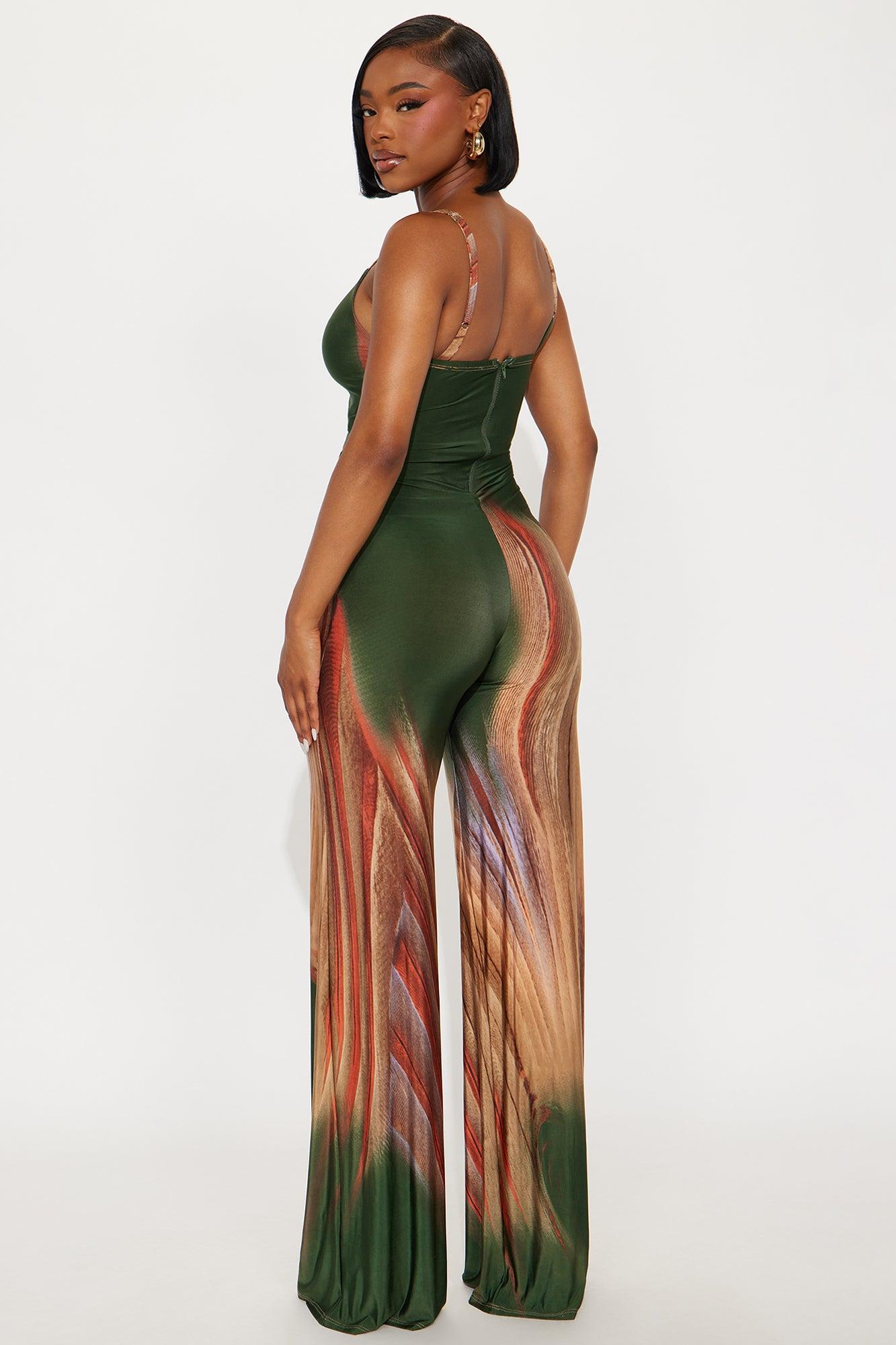 Baddie On Vacation Jumpsuit - Olive/combo Female Product Image