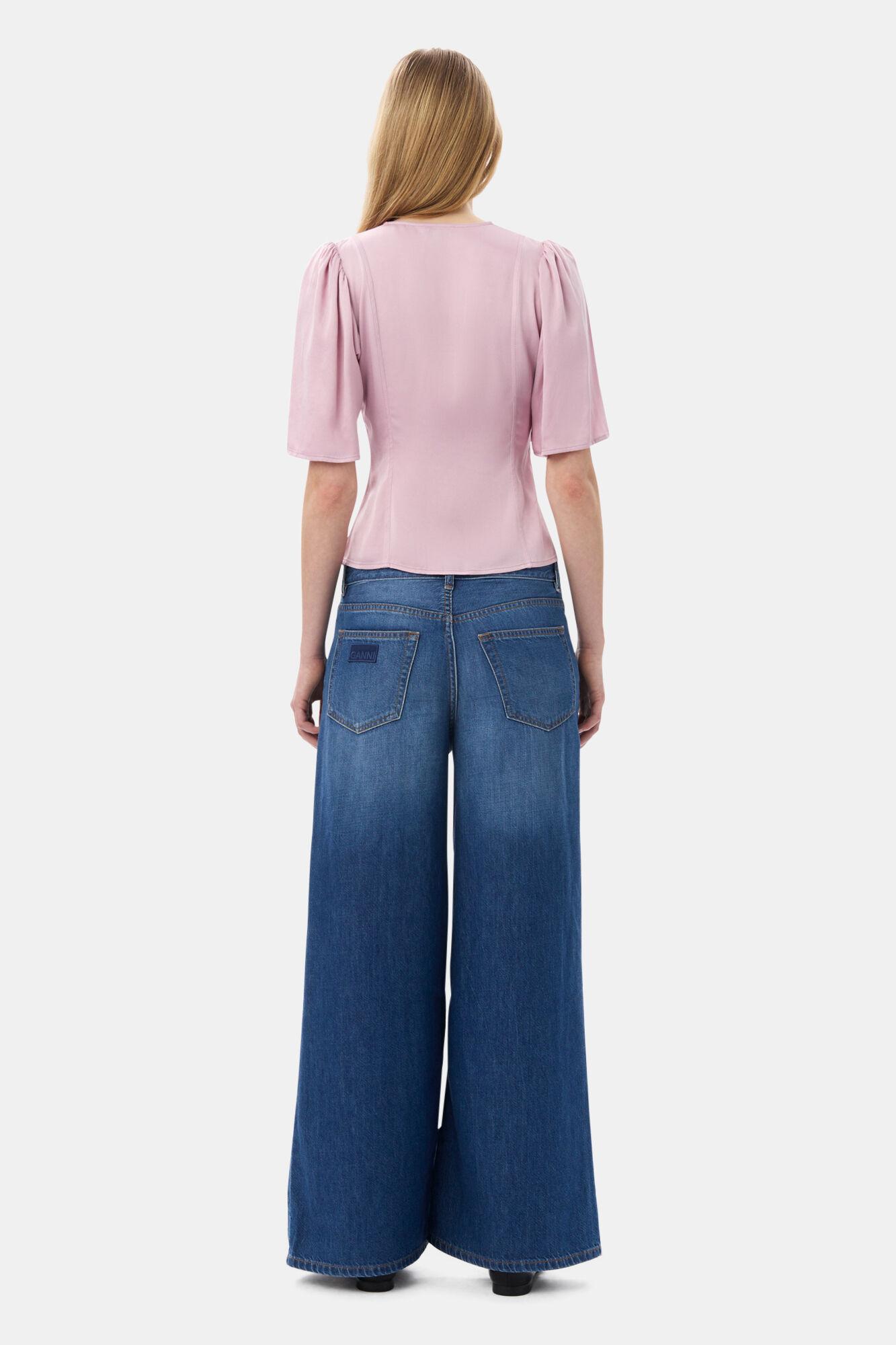 Pink Washed Satin Wrap Blouse Product Image