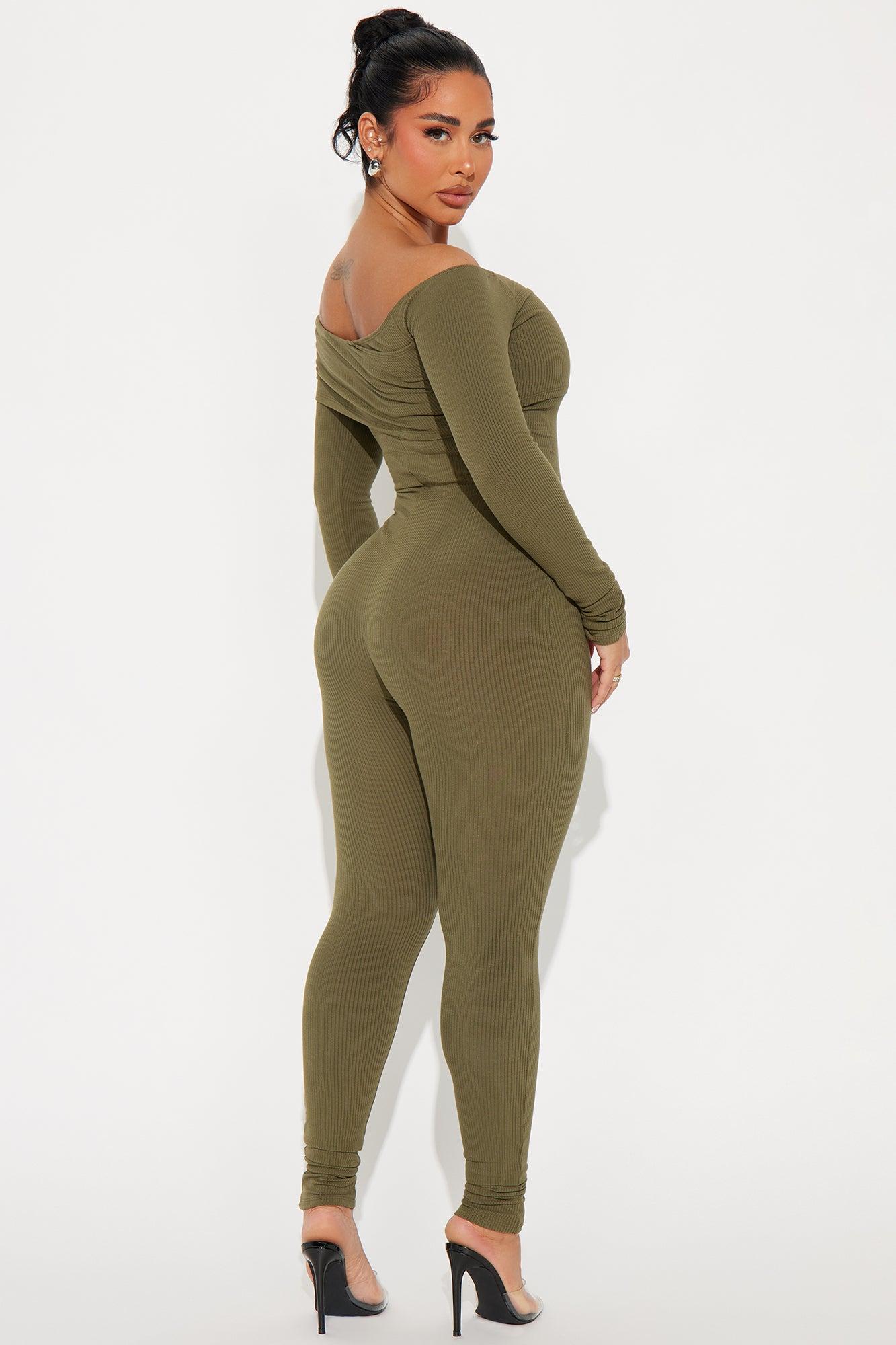 Clarisse Ribbed Jumpsuit - Olive Product Image