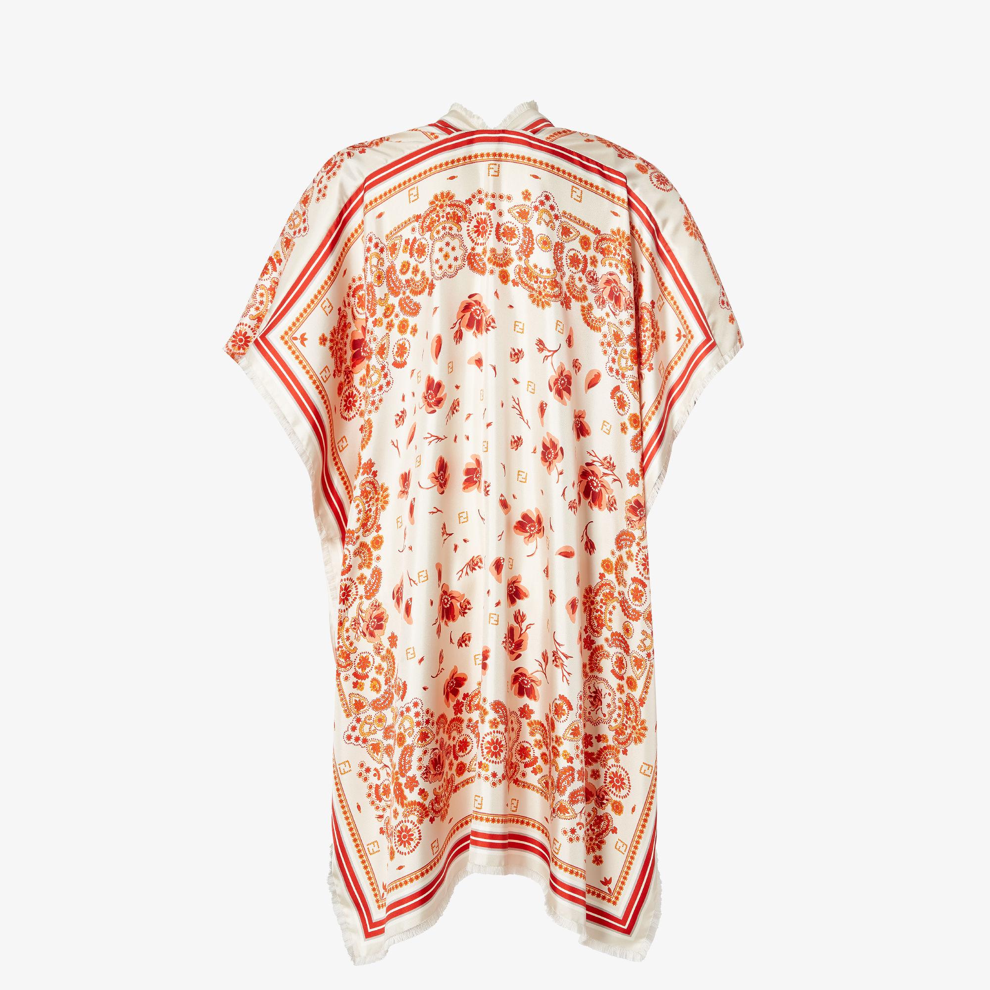 PonchoIvory silk Coral Bandana poncho Product Image