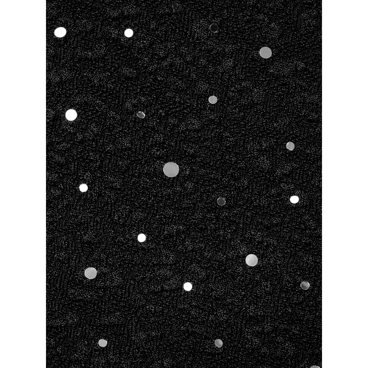 Plus Size V-Neck Sequin Textured T-Shirt Black Women Casual Rhinestone detailing V-neck Everyday T-shirts BloomChic 14-16/1X Product Image