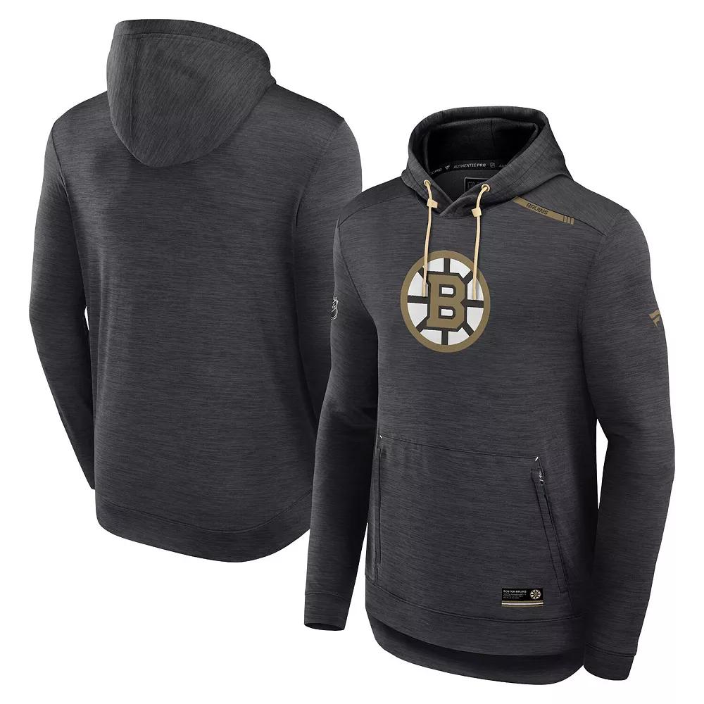 Men's Fanatics  Heather Charcoal Boston Bruins Authentic Pro Tech Pullover Hoodie, Size: Medium Product Image
