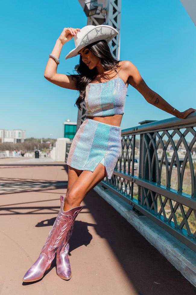 Play The Radio Sequin Stripe Crop Top FINAL SALE Product Image