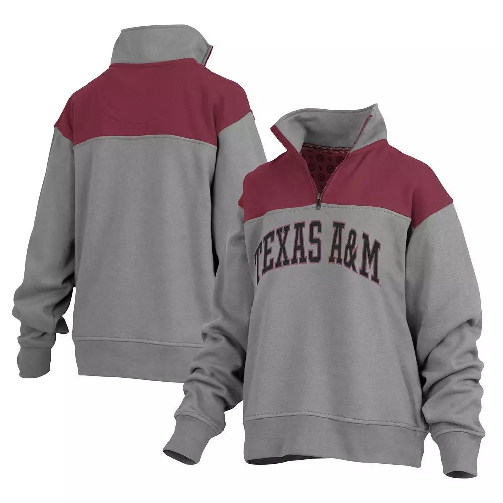 Womens Pressbox Gray Texas A&M Aggies Avon Fleece Quarter-Zip Jacket Product Image