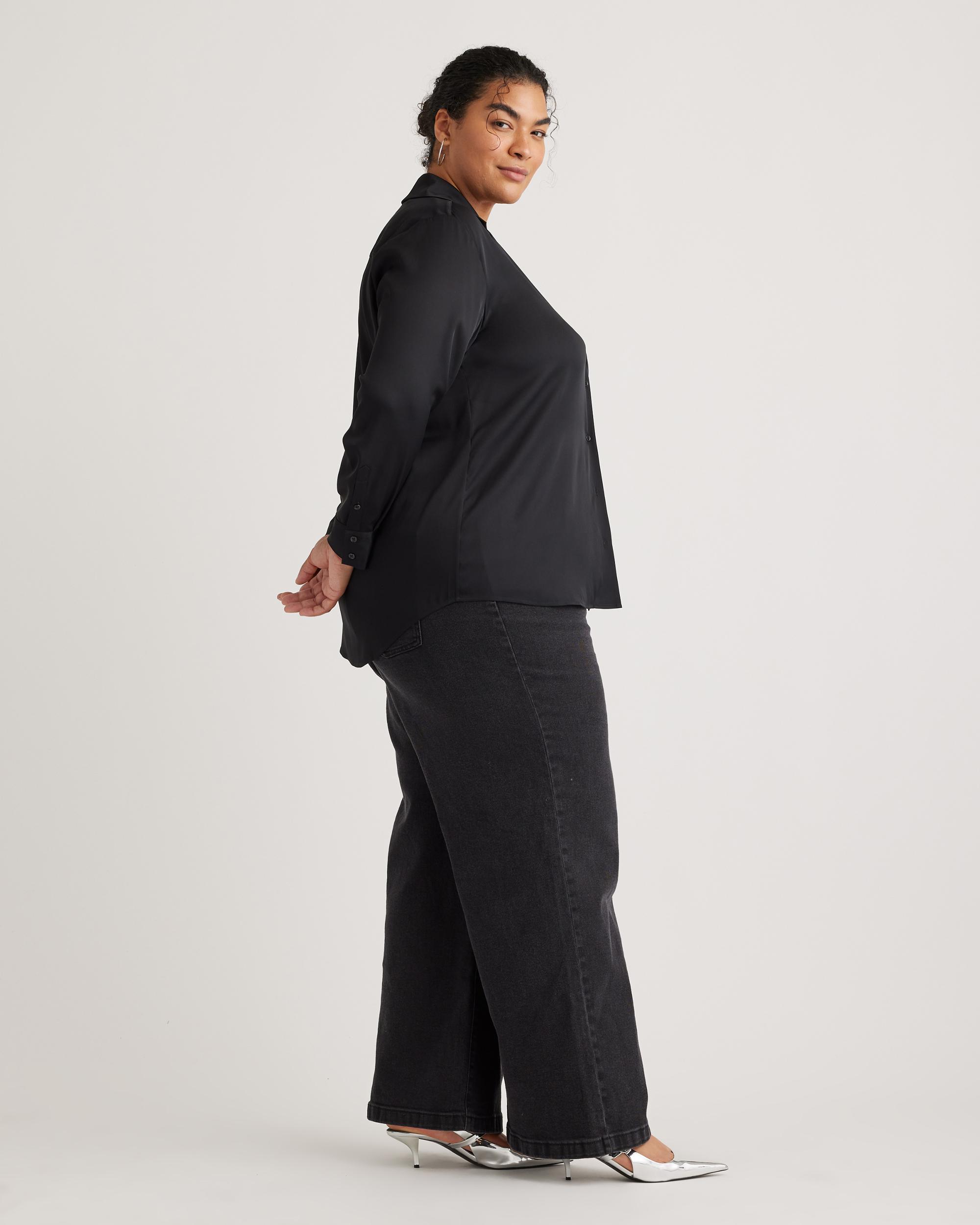 Quince | Women's Washable Stretch Silk Notch Collar Blouse Product Image